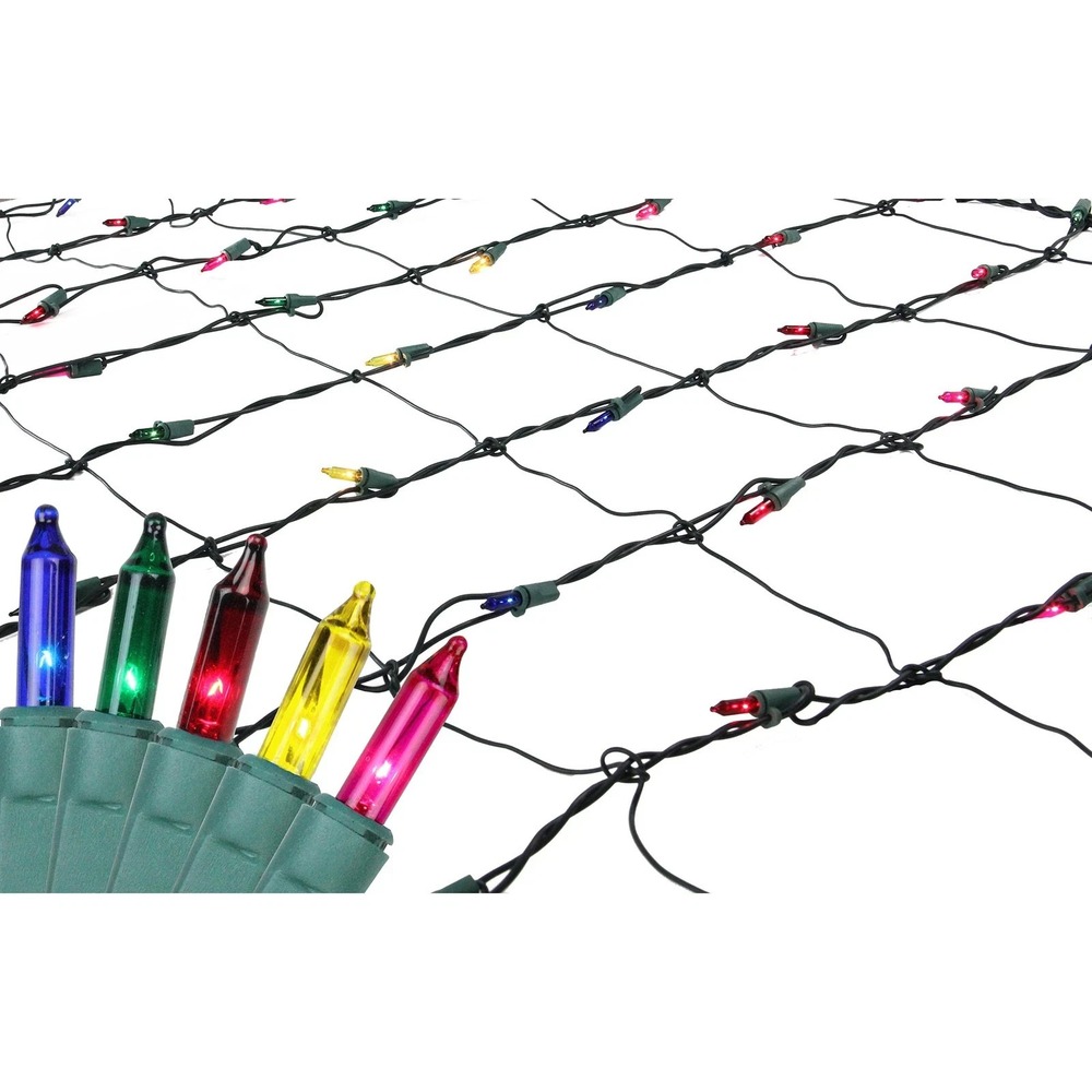 Northlight 4' x 6'‎ Multi Mini Net Style Tree Trunk Christmas Lights Green Wire